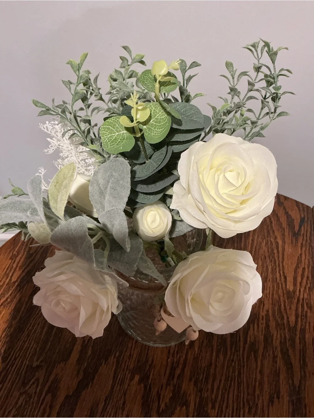 Cream Rose and Greenery Artificial Floral Arrangement - New